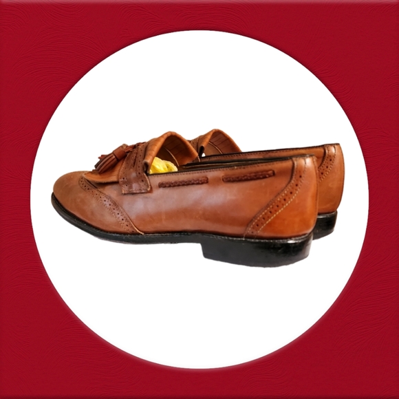 Men Vintage Brown Leather Tassel Loafer By Allen Edmonds Size 12/Designer loafer - Picture 6 of 12